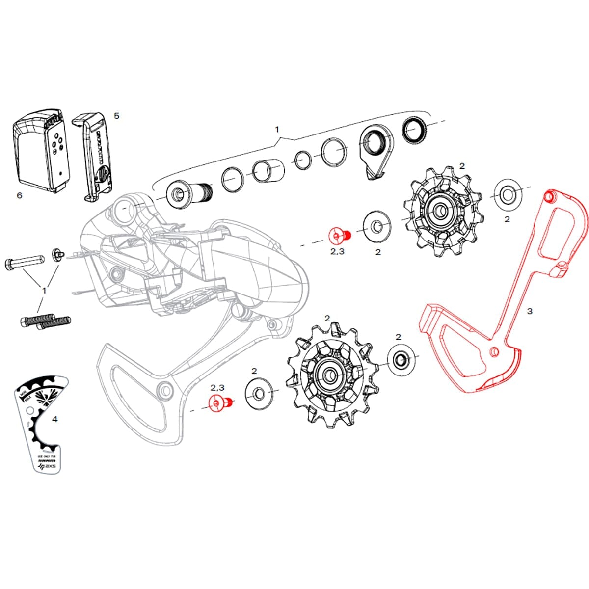 Innerer Käfig Hinterer Umwerfer 12V SRAM X01 EAGLE AXS Polar