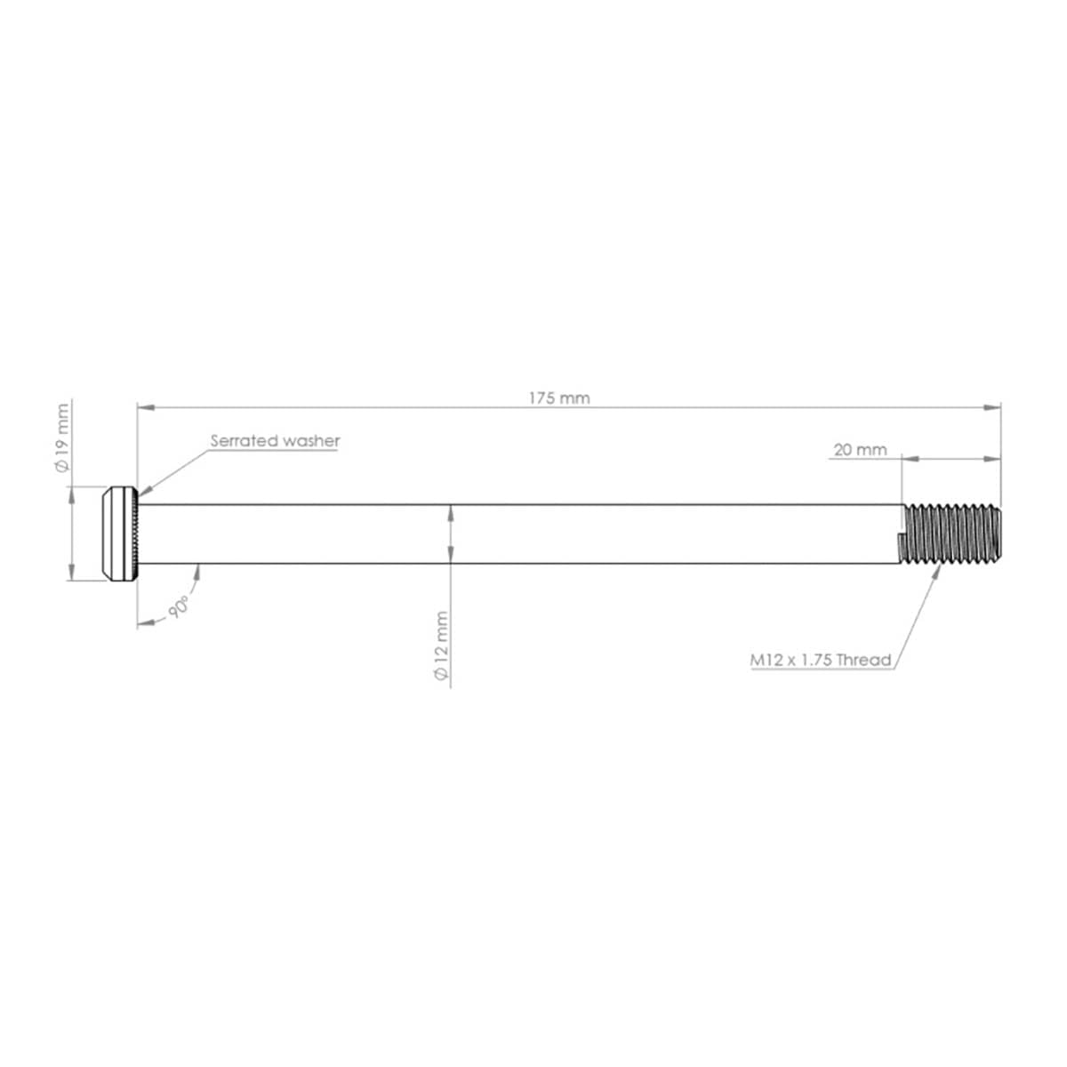 Baghjulsaksel BURGTEC 12x1,75 mm 174 mm Sort