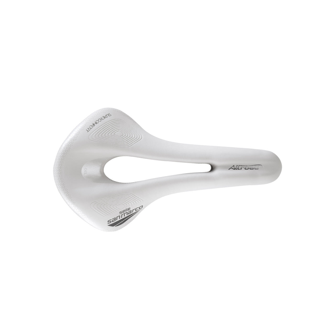 Sadel SAN MARCO ALLROAD SUPERCONFORT OPEN-FIT RACING L3 Bredd 146mm Stålskenor Xsilite Grå/Vit