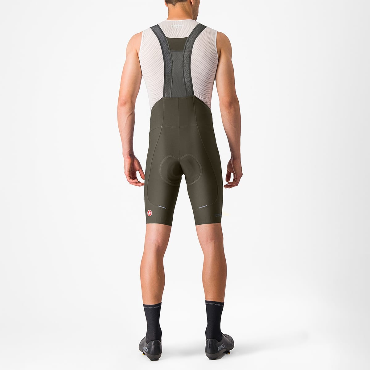 Krótkie spodenki na szelkach CASTELLI ESPRESSO khaki