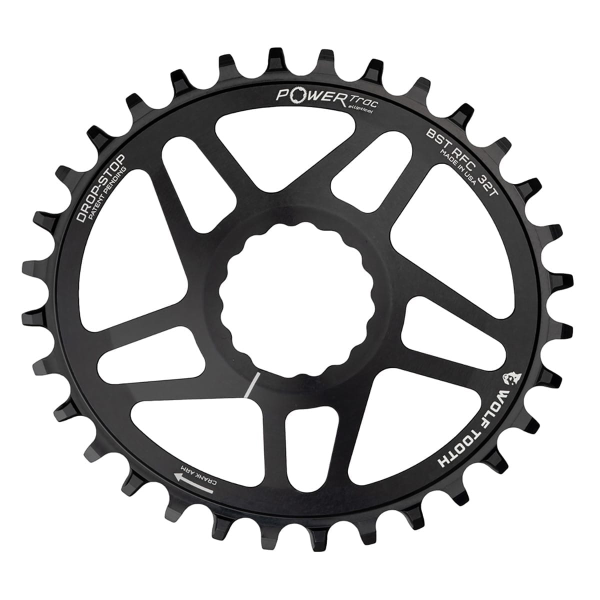 Enkelt kædeblad WOLF TOOTH ELLIPTICAL BOOST 12V Raceface CINCH Direct Mount Offset 3mm Sort