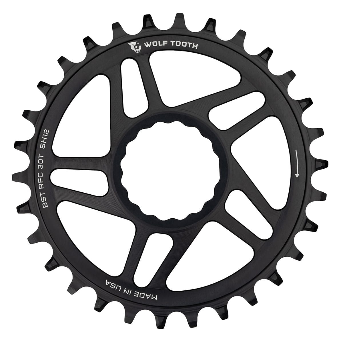 Piatto Singolo WOLF TOOTH BOOST 12V Raceface CINCH Shimano Direct Mount Offset 3mm Nero