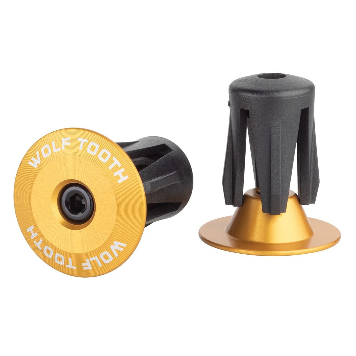 Pair of WOLF TOOTH Anodised Aluminium Gold Bar End Plugs
