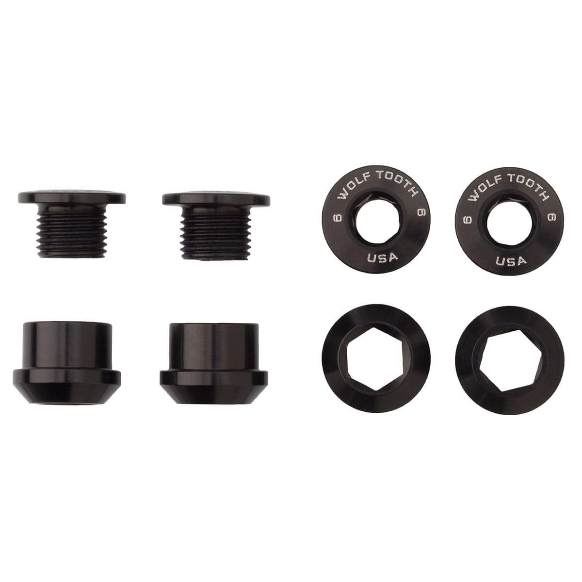 Sada 4 šroubů a matic M8x6 mm WOLF TOOTH Převod 1X Černá
