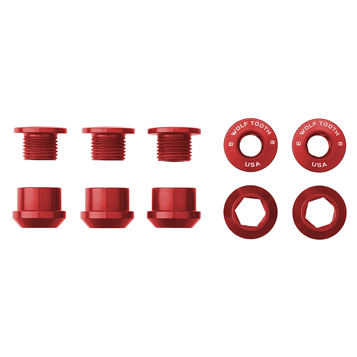 Kit 5 Viti e Dadi a Camino M8x6 mm WOLF TOOTH 1X Rosso