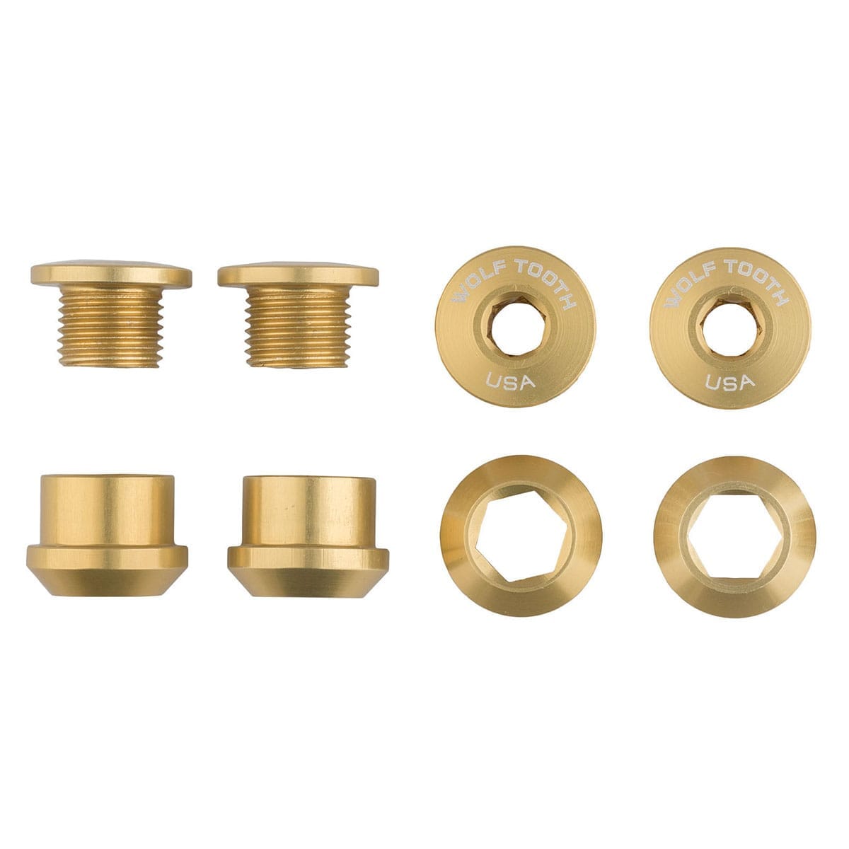 Kit 4 Tornillos y Tuercas Embutidas M8x6 mm WOLF TOOTH Transmisión 1X Oro
