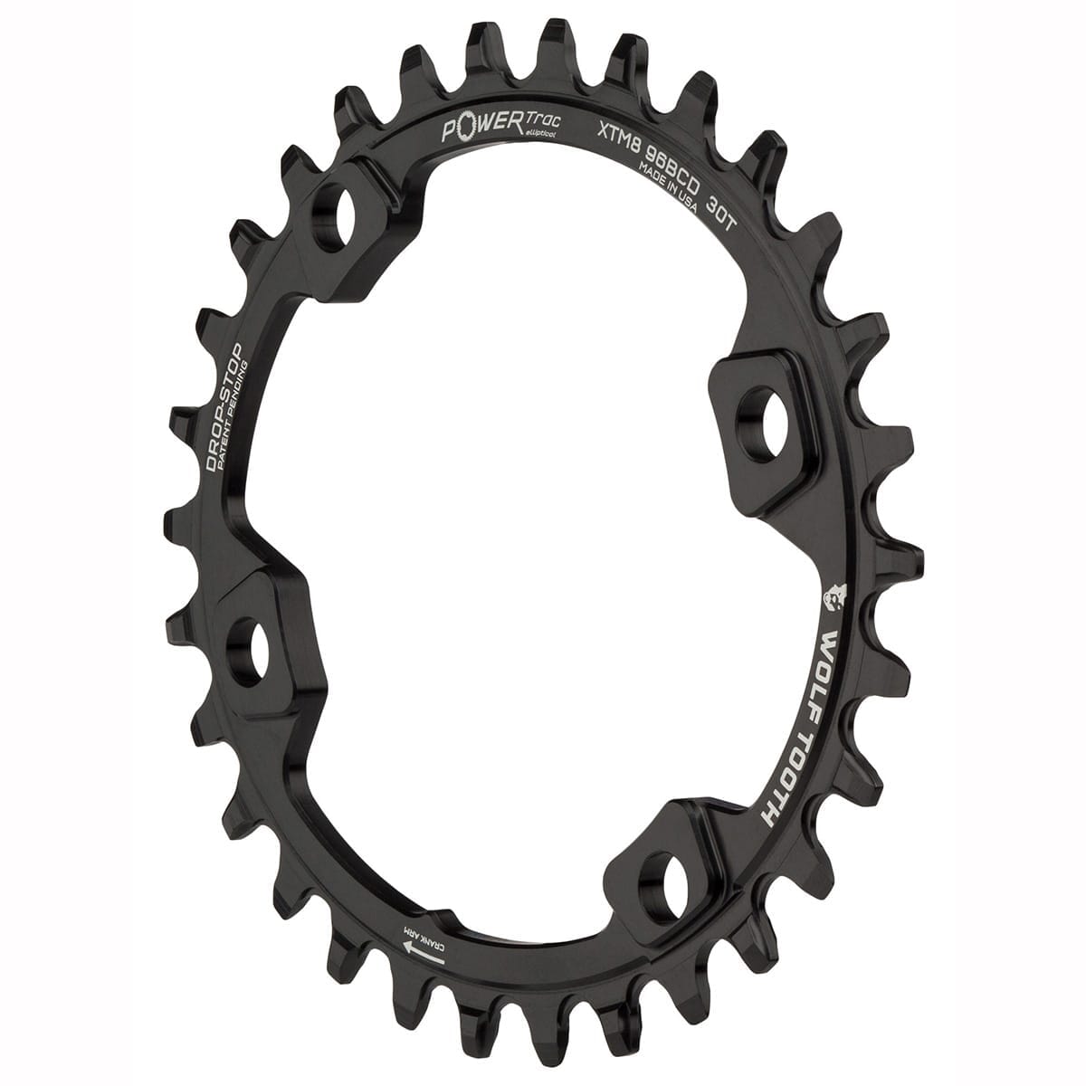 Klinge WOLF TOOTH ELLIPTICAL 96 BCD 11V Shimano XT M8000/SLX M7000 4 Huller 96mm Sort