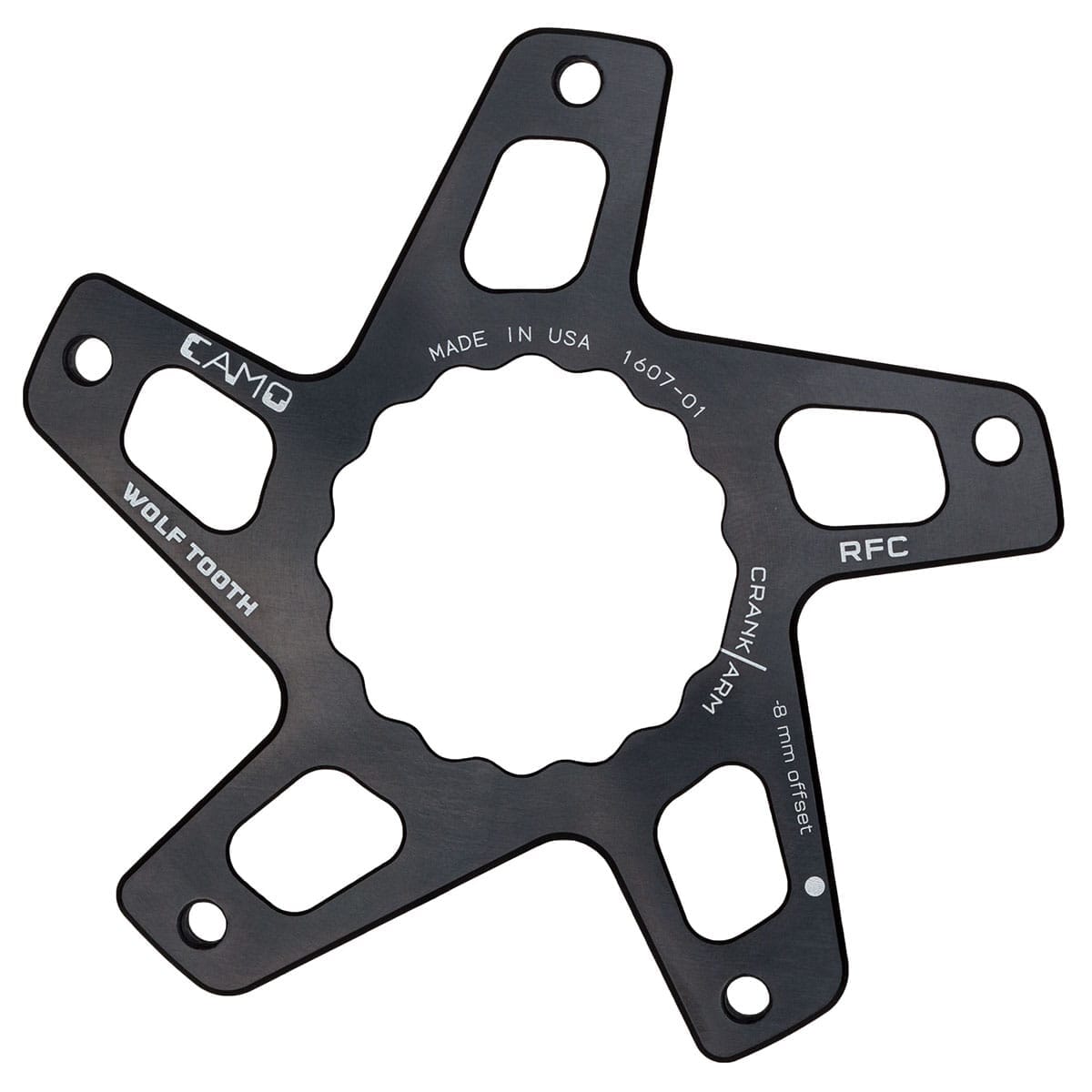 Kranksæt stjerne WOLF TOOTH CAMO M8 Raceface Cinch Direct Mount Offset -8mm Sort