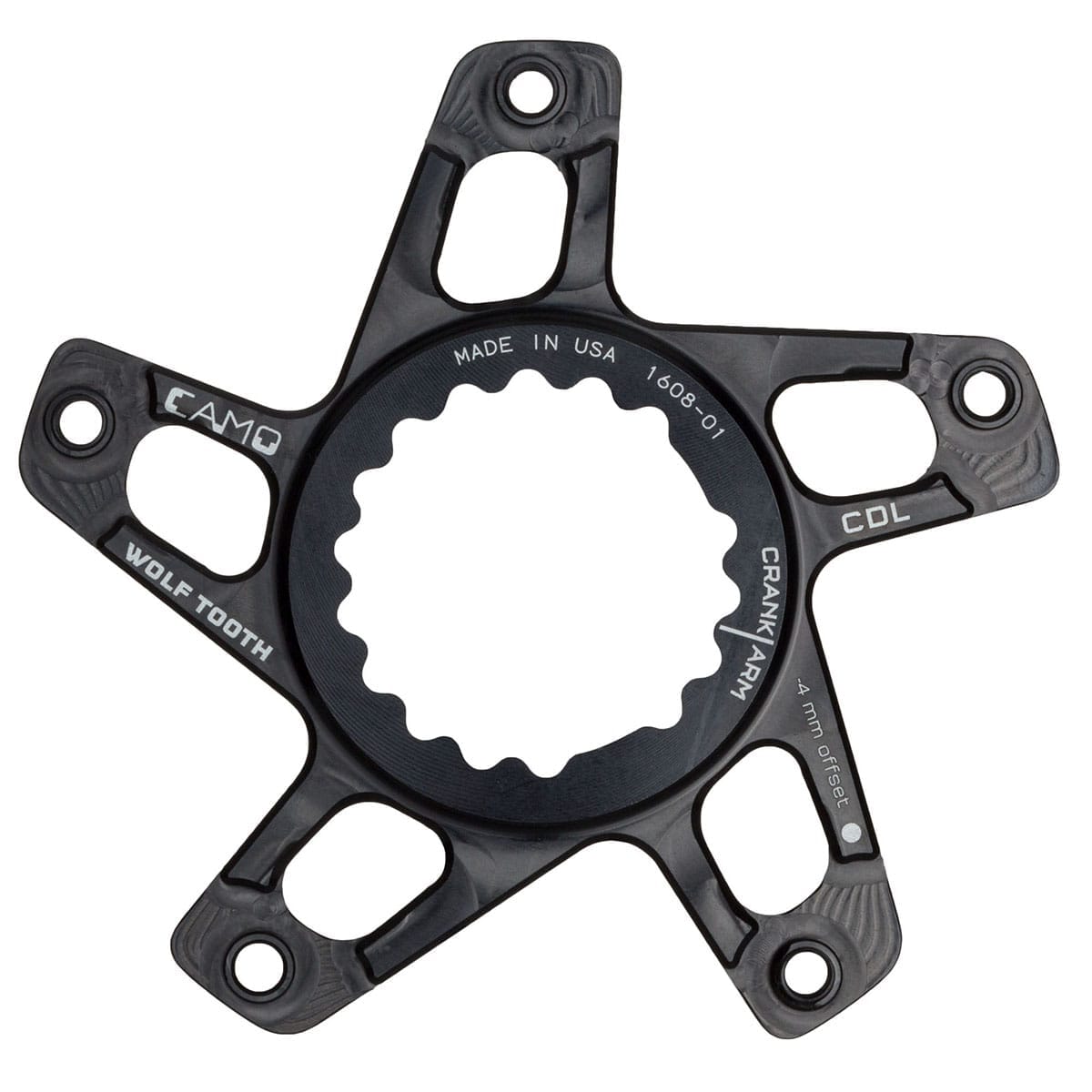 Kranksæt stjerne WOLF TOOTH CAMO M4 Cannondale Direct Mount Offset -4mm Sort