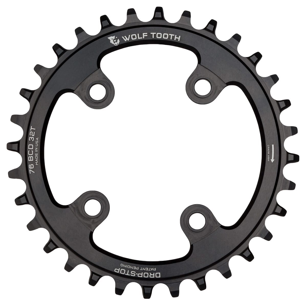 Piatto WOLF TOOTH 76 BCD 10/11/12V Sram XX1/Specialized STOUT 4 Fori 76mm Nero