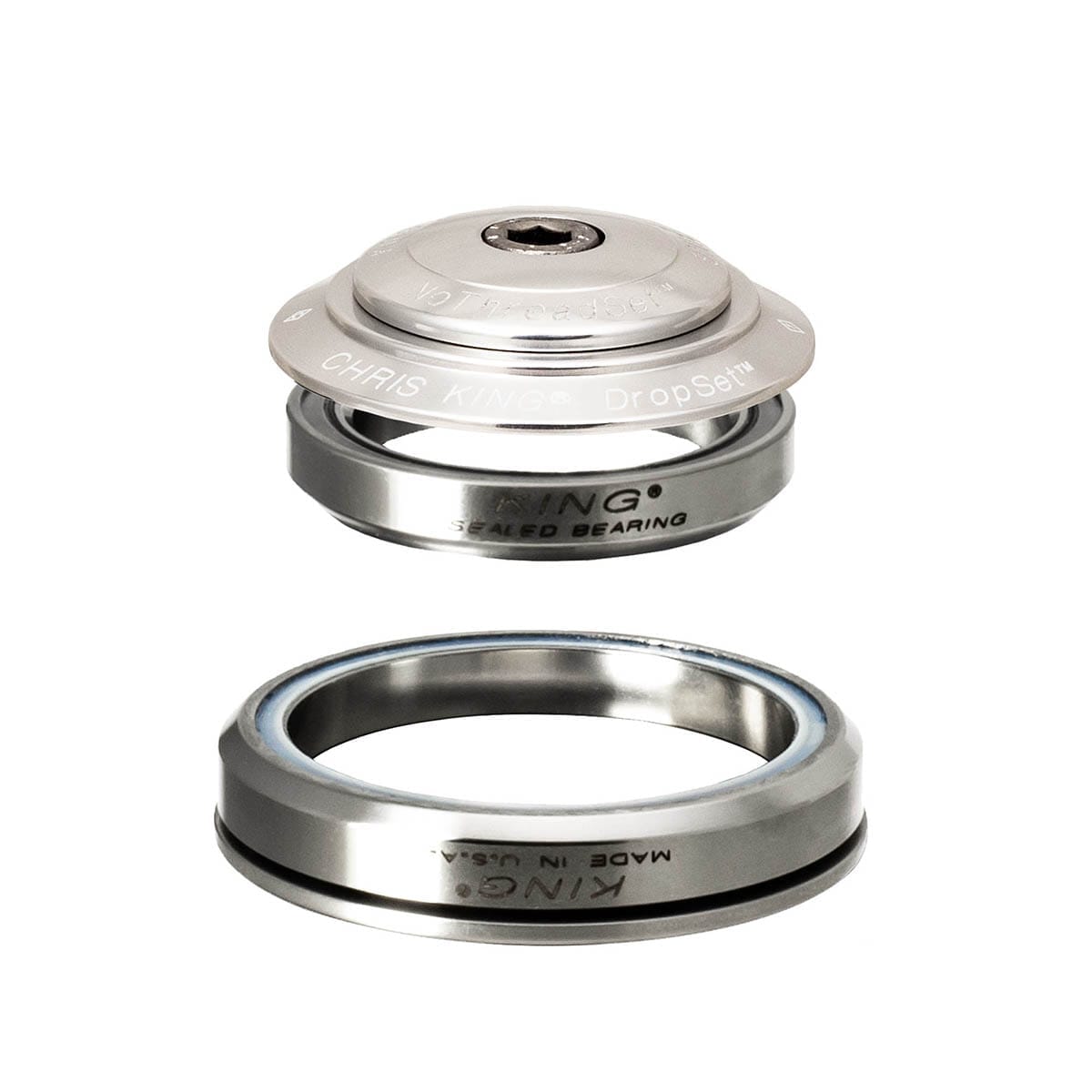 Integriertes Steuersatz CHRIS KING DROPSET 5 1"1/8-1,5" IS42/IS52 Silber