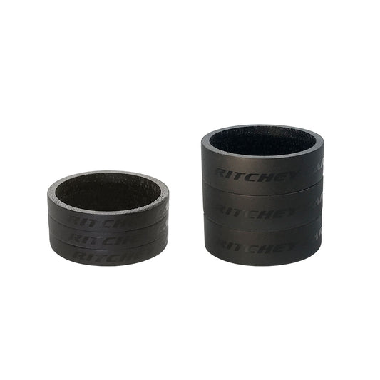 RITCHEY WCS CARBON 1"1/8 -ohjainlaakerin välikerengassarja, matta UD-hiilikuitu, 3 × 5 mm + 3 × 10 mm