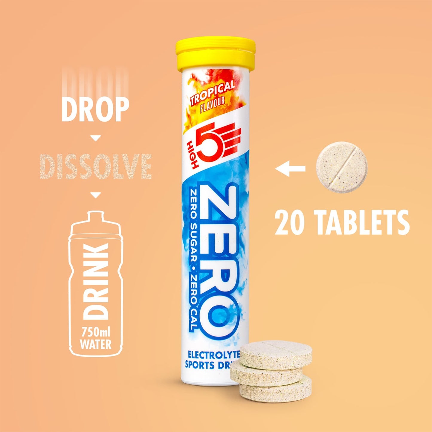 HIGH5 ZERO -elektrolyyttinesteytystabletit (x20) Trooppinen