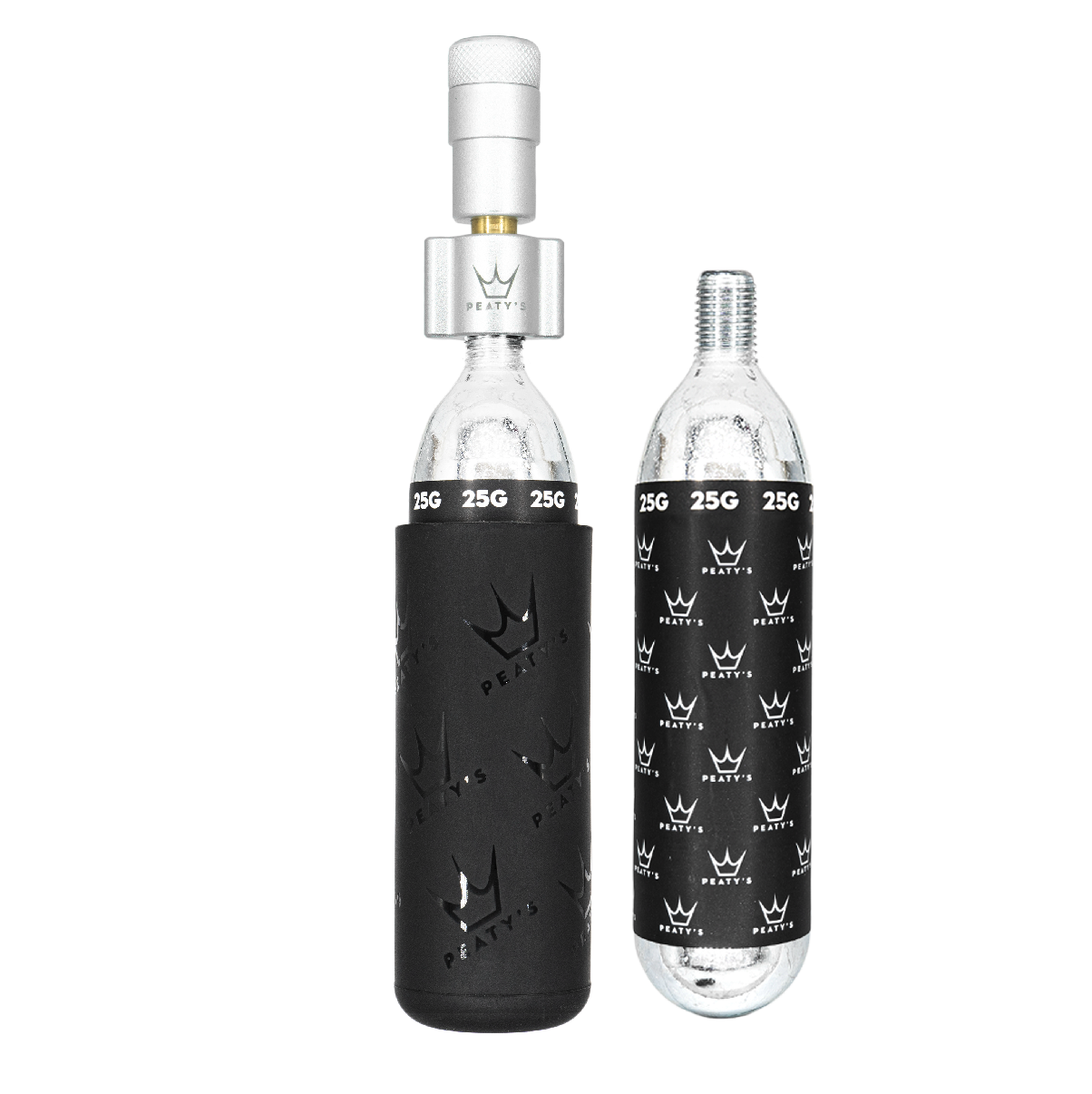 Percuteur CO2 PEATY'S HOLESHOT MTB + 2 Cartouches CO2 Filetée 25 g Silver