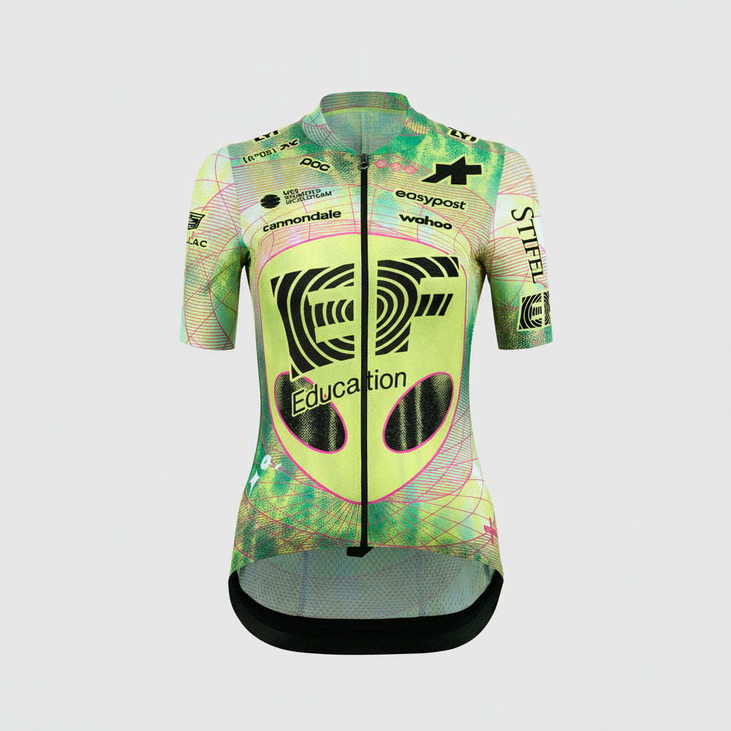 Maillot ASSOS UMA GT S11 EVO EDUCATION FIRST Manches Courtes Femme Vert/Jaune