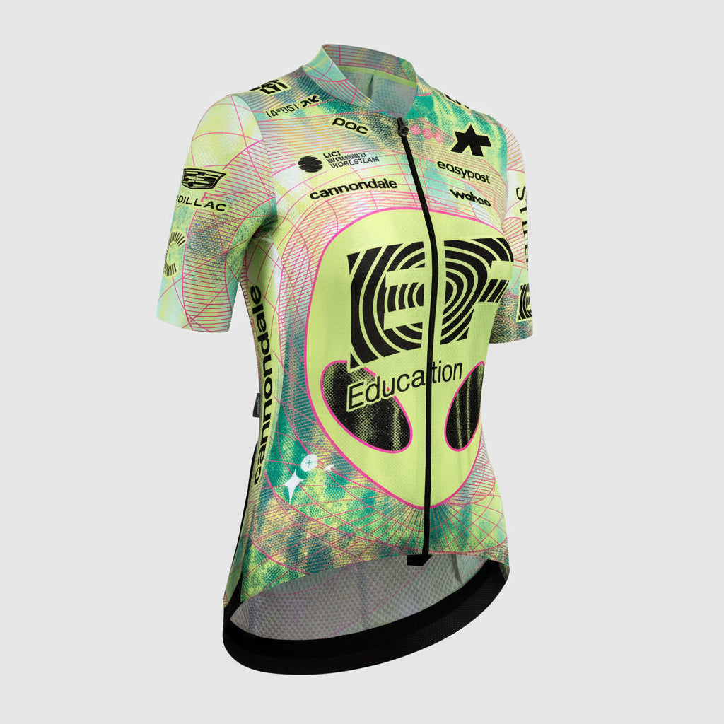 Maillot ASSOS UMA GT S11 EVO EDUCATION FIRST Manches Courtes Femme Vert/Jaune