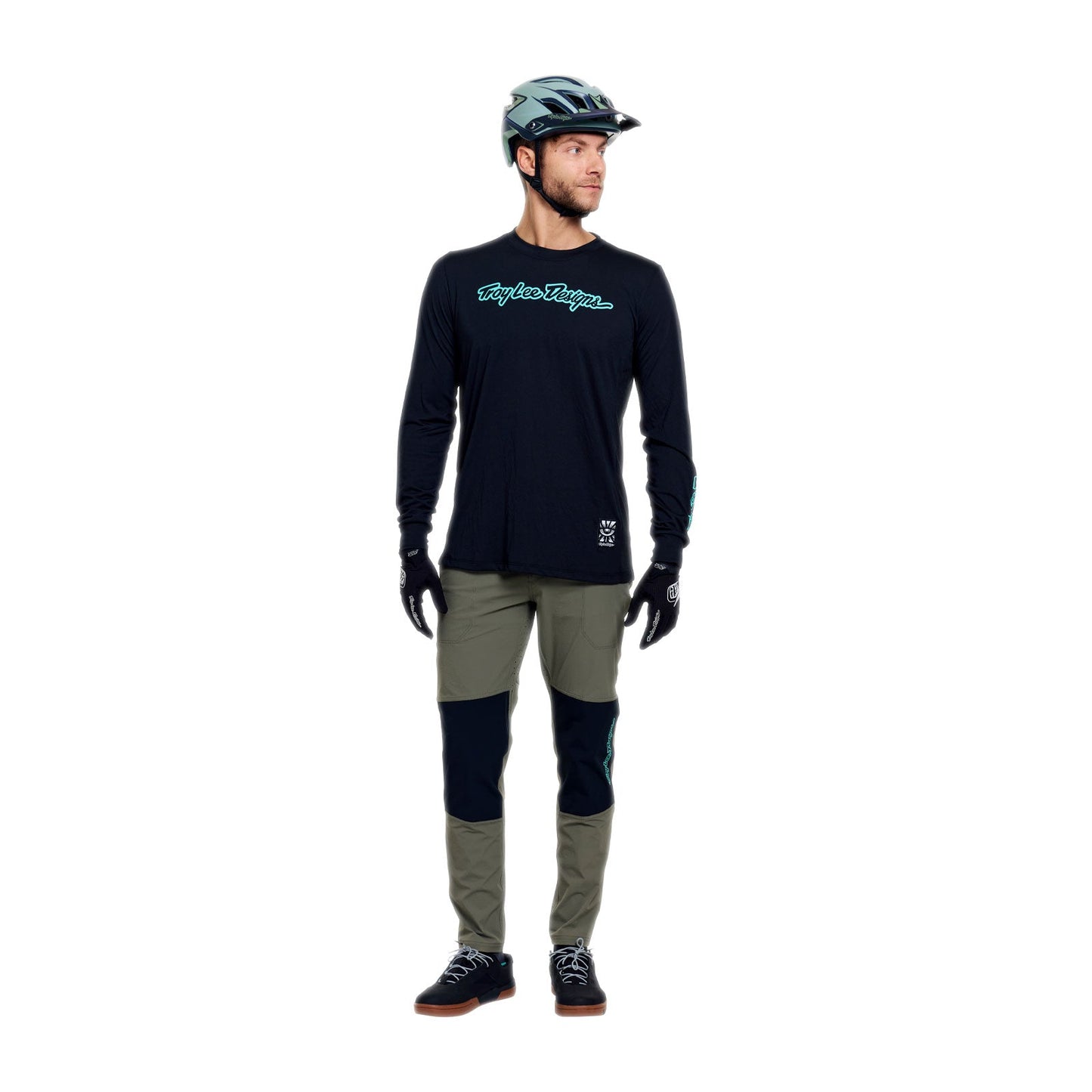 Maglia TROY LEE DESIGNS SKYLINE RIDE SIGNATURE Maniche Lunghe Nero/Turchese