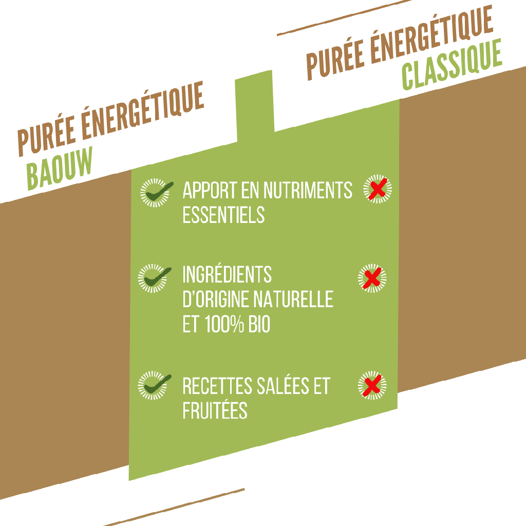Energetické pyré BAOUW Bio recept s ovocem Banán/Kiwi/Vanilka (90 g)