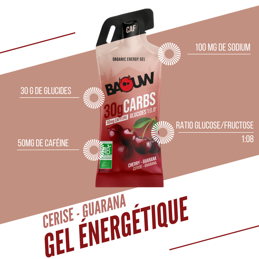 BAOW Energigel (44g) Citron/Kirsebær/Koffeinholdig Guarana