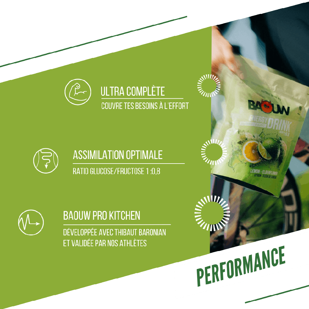 Boisson Énergétique BAOUW ISOTONIC (45g) Citron Vert/Fleur de sureau