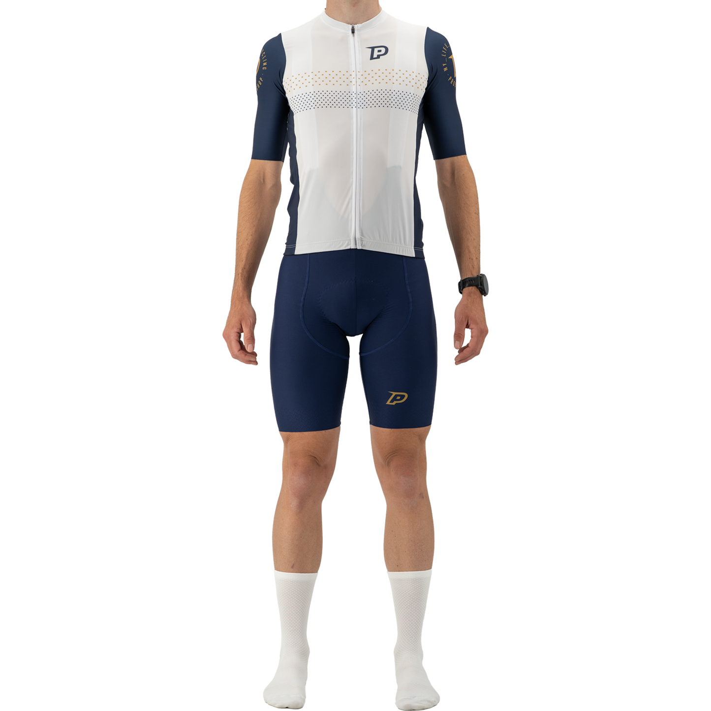 Maillot PROBIKESHOP By CHEF DE FILE Manches Courtes Marine/Blanc