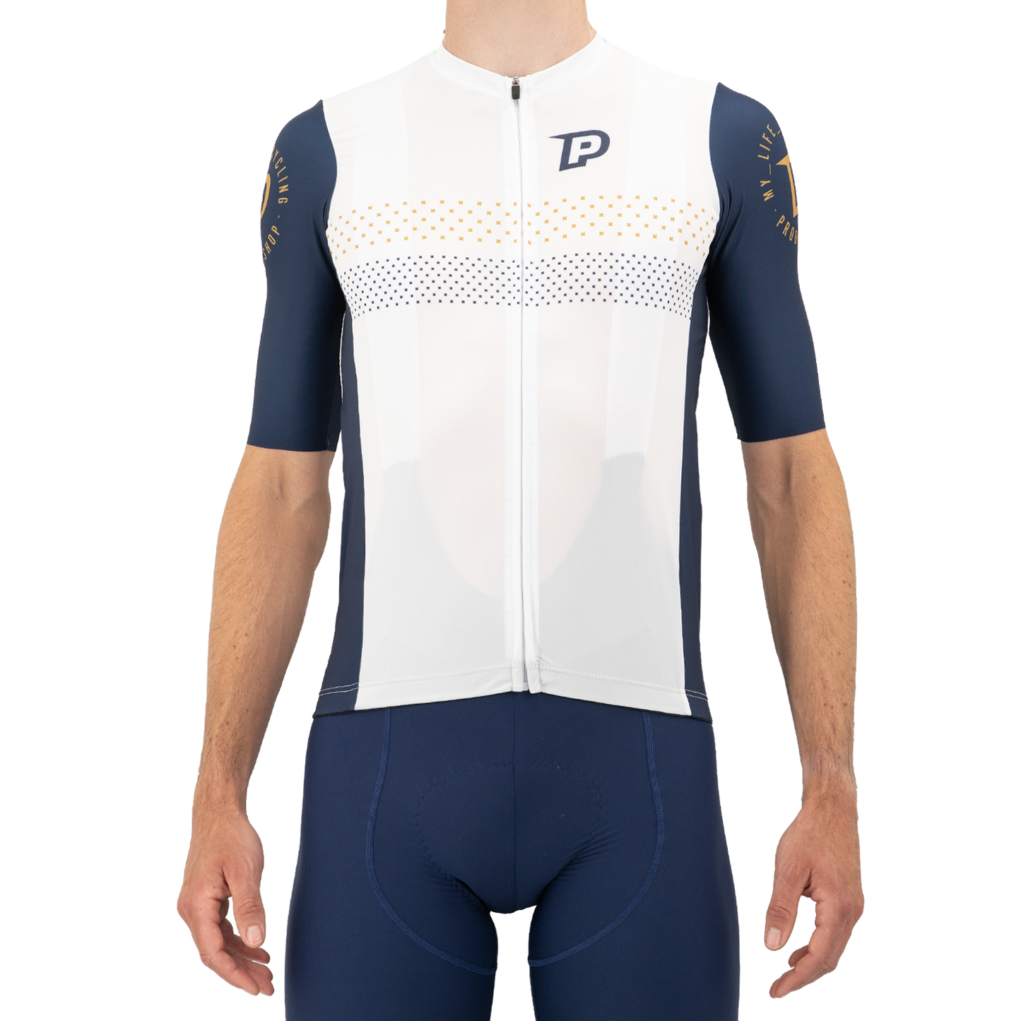 Maillot PROBIKESHOP By CHEF DE FILE Manches Courtes Marine/Blanc