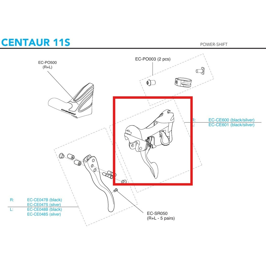 Korpus Prawej Manetki CAMPAGNOLO CENTAUR 11V 2018 Hamulec Obręczowy