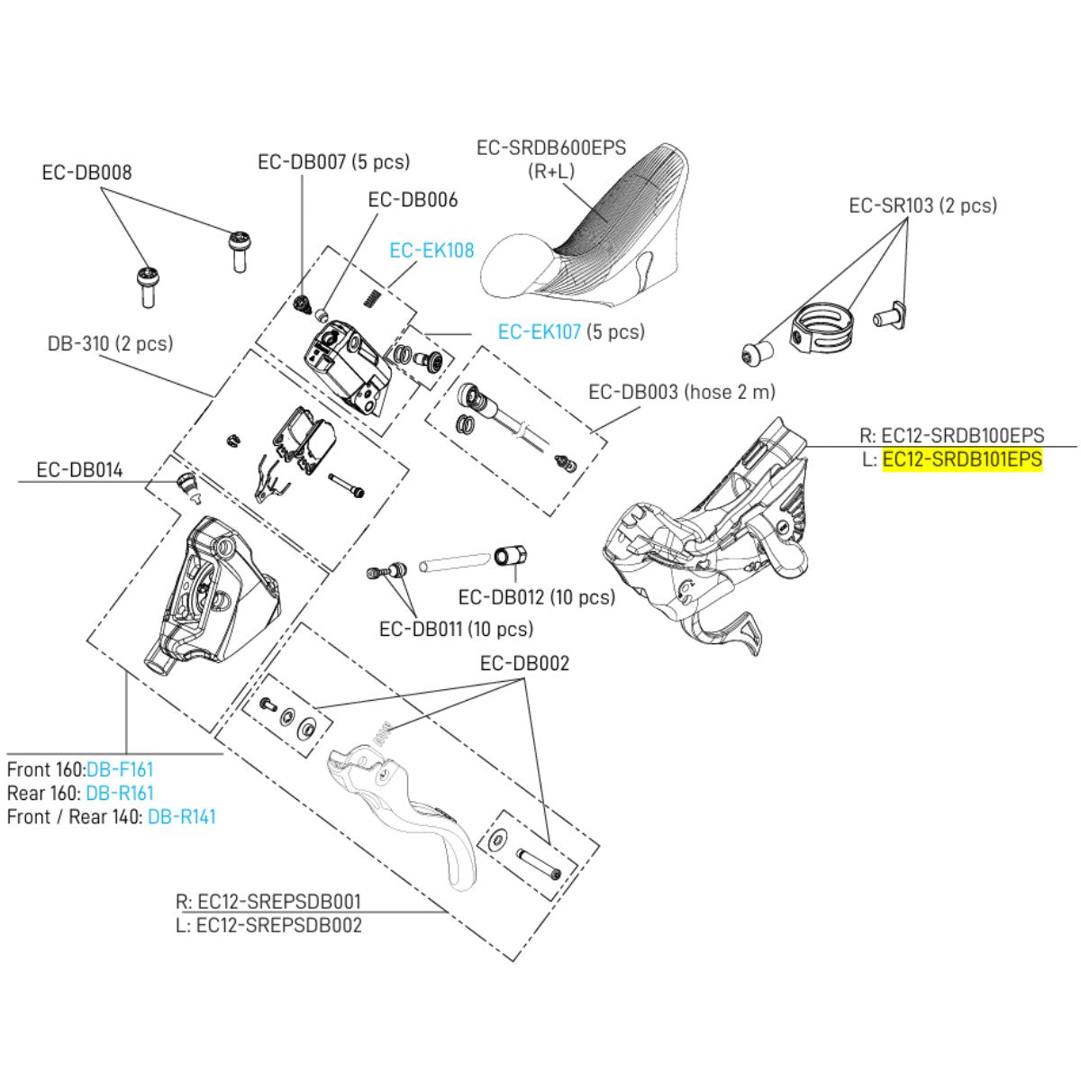 Corps de manette Gauche CAMPAGNOLO Leviers SUPER RECORD EPS 12V Frein à Disque 2019