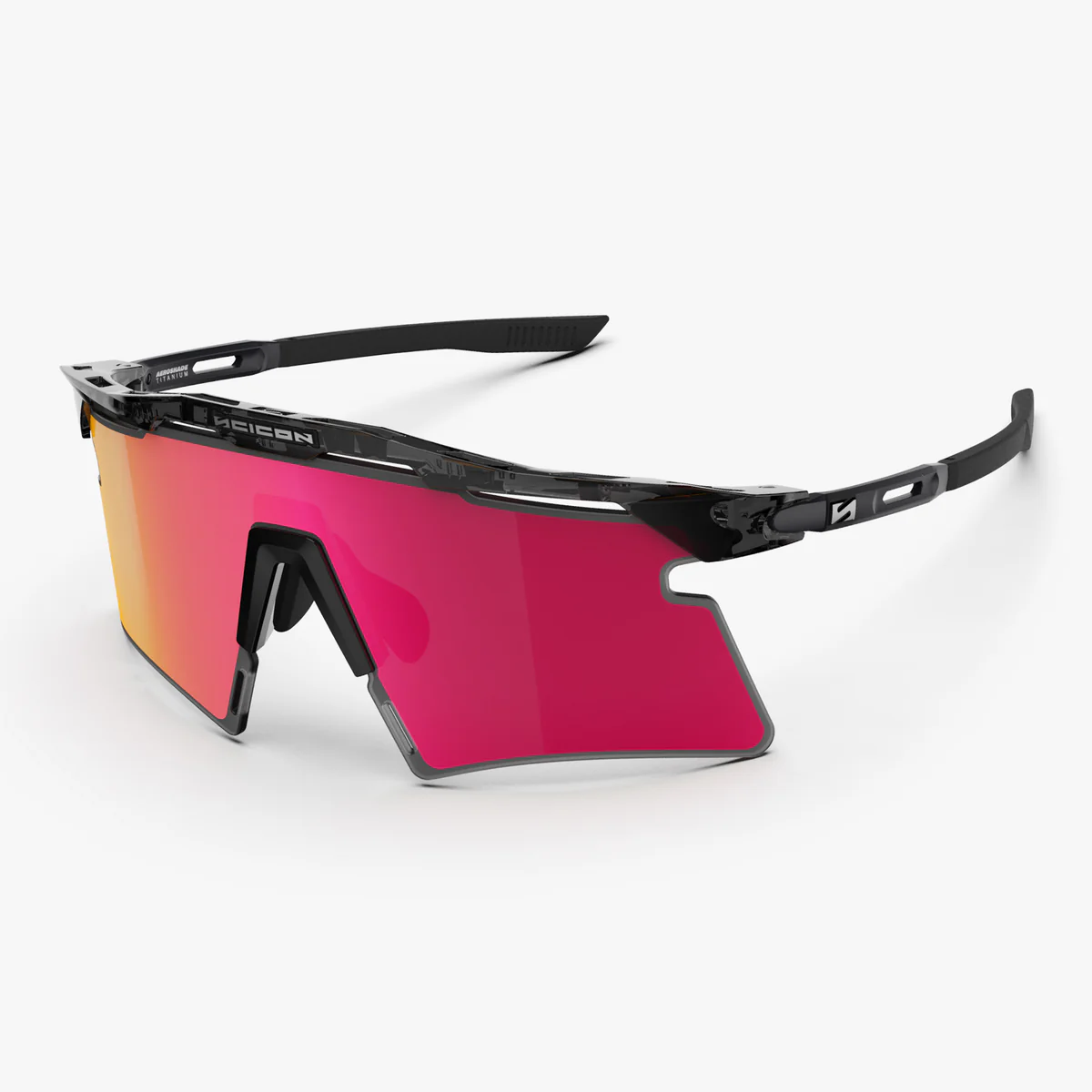 Lunettes SCICON AEROSHADE 2.0 TITANIUM Noir Crystal Gloss Verre Multimirror Sunburts + Pink