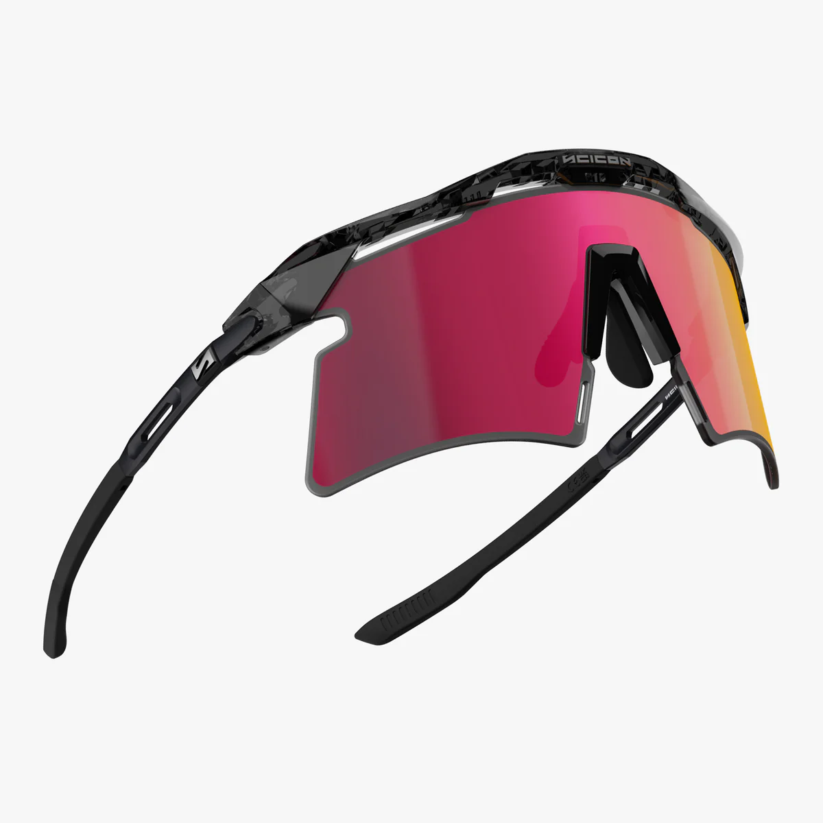 Lunettes SCICON AEROSHADE 2.0 TITANIUM Noir Crystal Gloss Verre Multimirror Sunburts + Pink