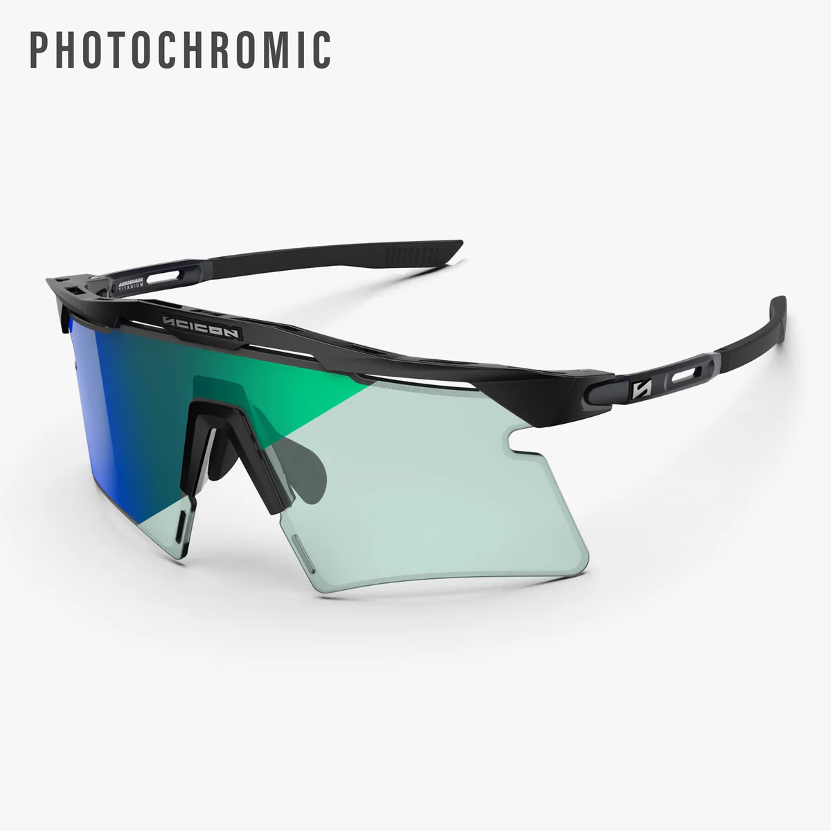 Lunettes SCICON AEROSHADE 2.0 TITANIUM Noir Matt Verre Photochromique Blue Green