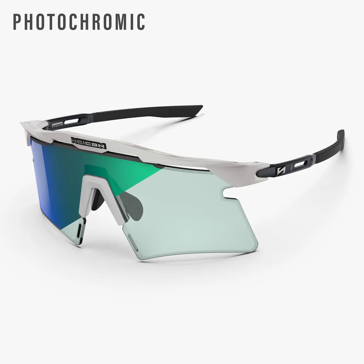 Glasögon SCICON AEROSHADE 2.0 TITANIUM Vit Metall Glas Fotokromiskt Blå Grön