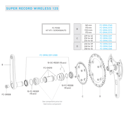 12 sebességes CAMPAGNOLO SUPER RECORD WRL teljesítménymérős hajtómű