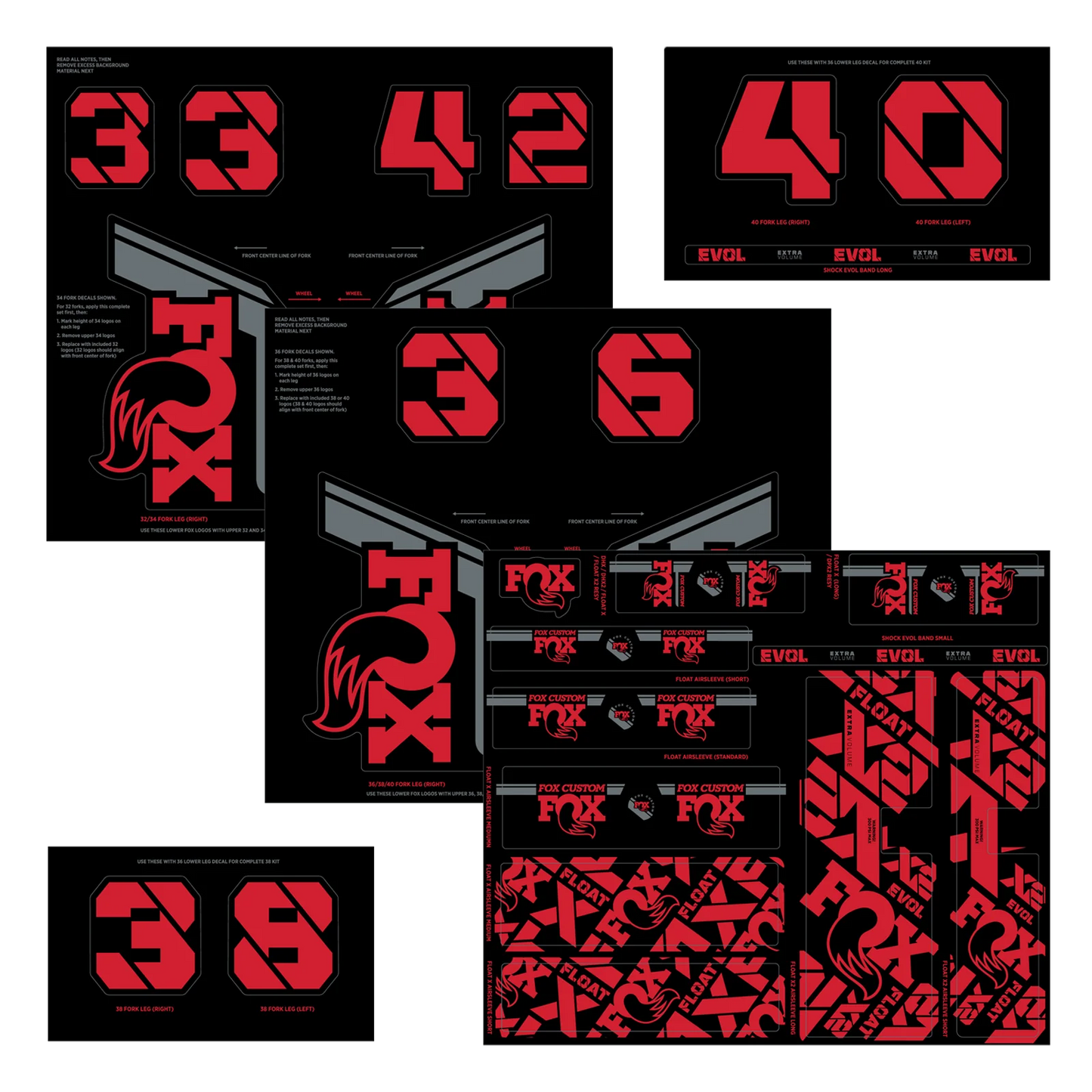 Kit Stickers FOX Forcella e Ammortizzatore Rosso