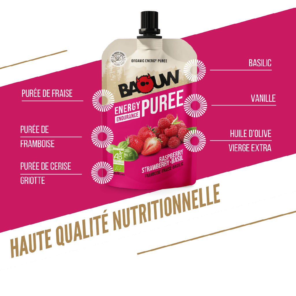 Energiepüree BAOUW Bio Rezept mit Früchten Himbeere/Erdbeere/Basilikum (90g)