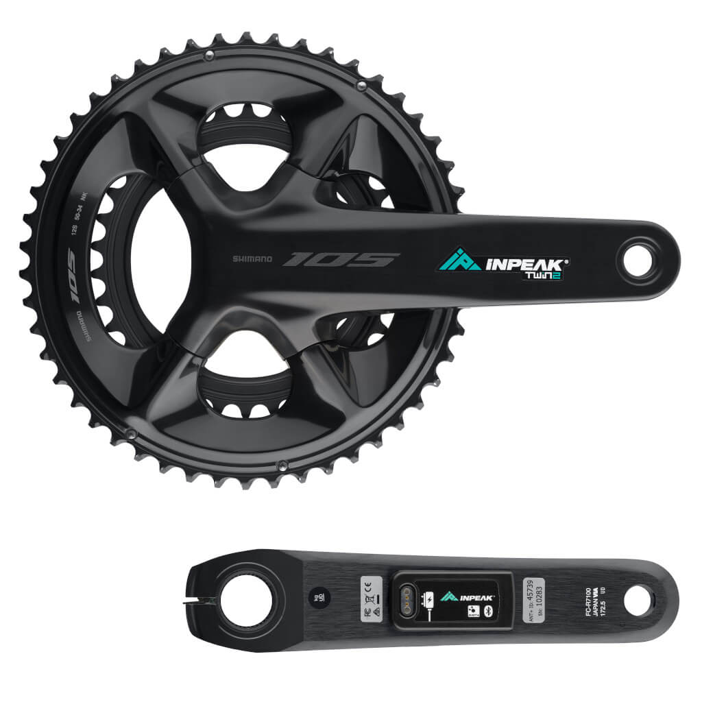 Kranksæt med wattmåler INPEAK POWERCRANK-E TWIN2 LR Shimano 105 R7100
