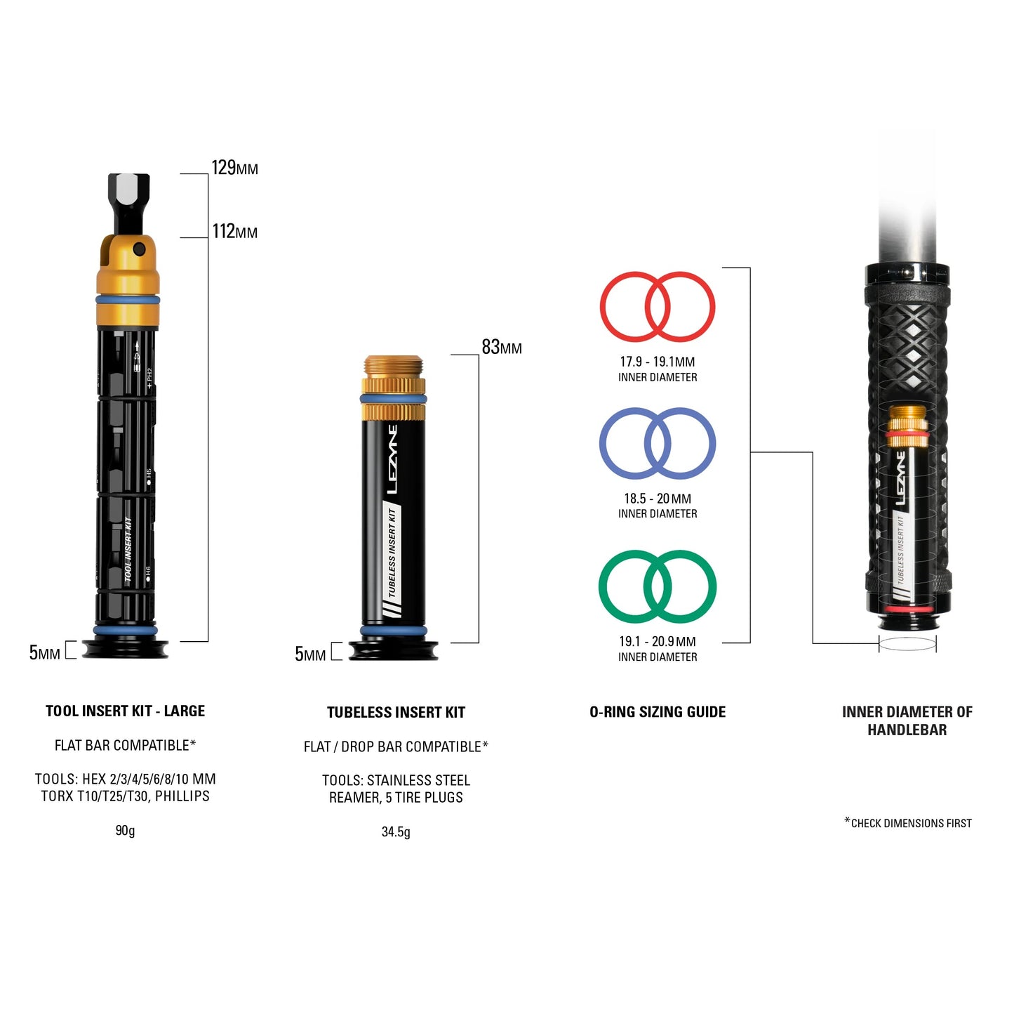 Tubeless-Reparaturset + Multitool L Integriert Lenker LEZYNE DUAL