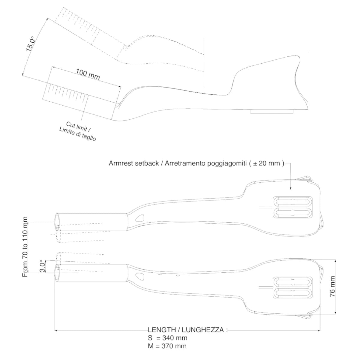 Prolongadores de manillar DEDA JET TWO CARBONO Talla S