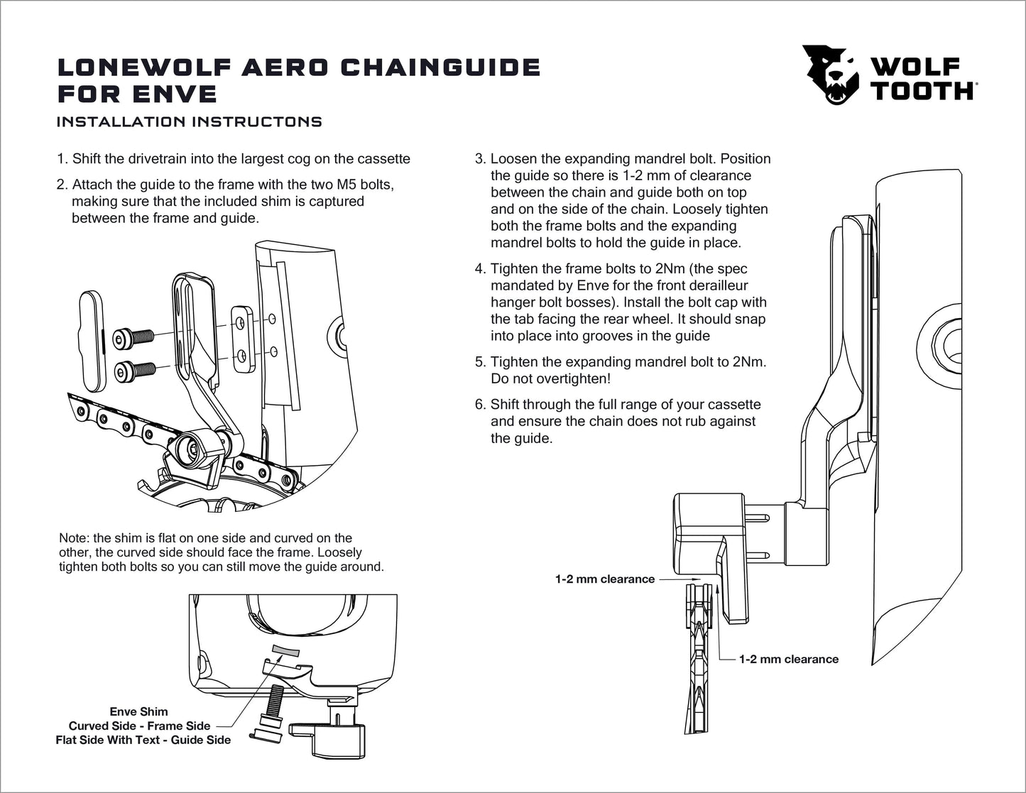 Guide-Chaîne WOLFTOOTH LONEWOLF AERO Low Sweep pour ENVE