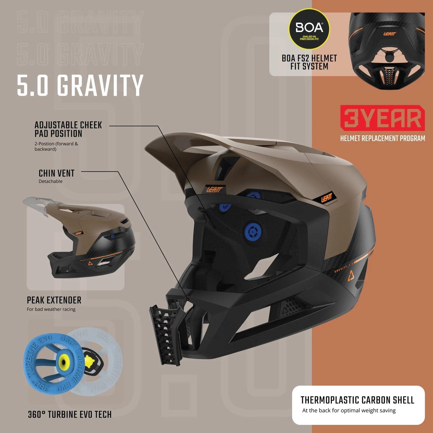 Casque VTT LEATT MTB GRAVITY 5.0 Marron