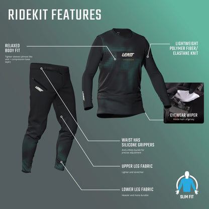 Kit Dres + Kalhoty LEATT MTB GRAVITY 1.0 Junior Černá/Zelená