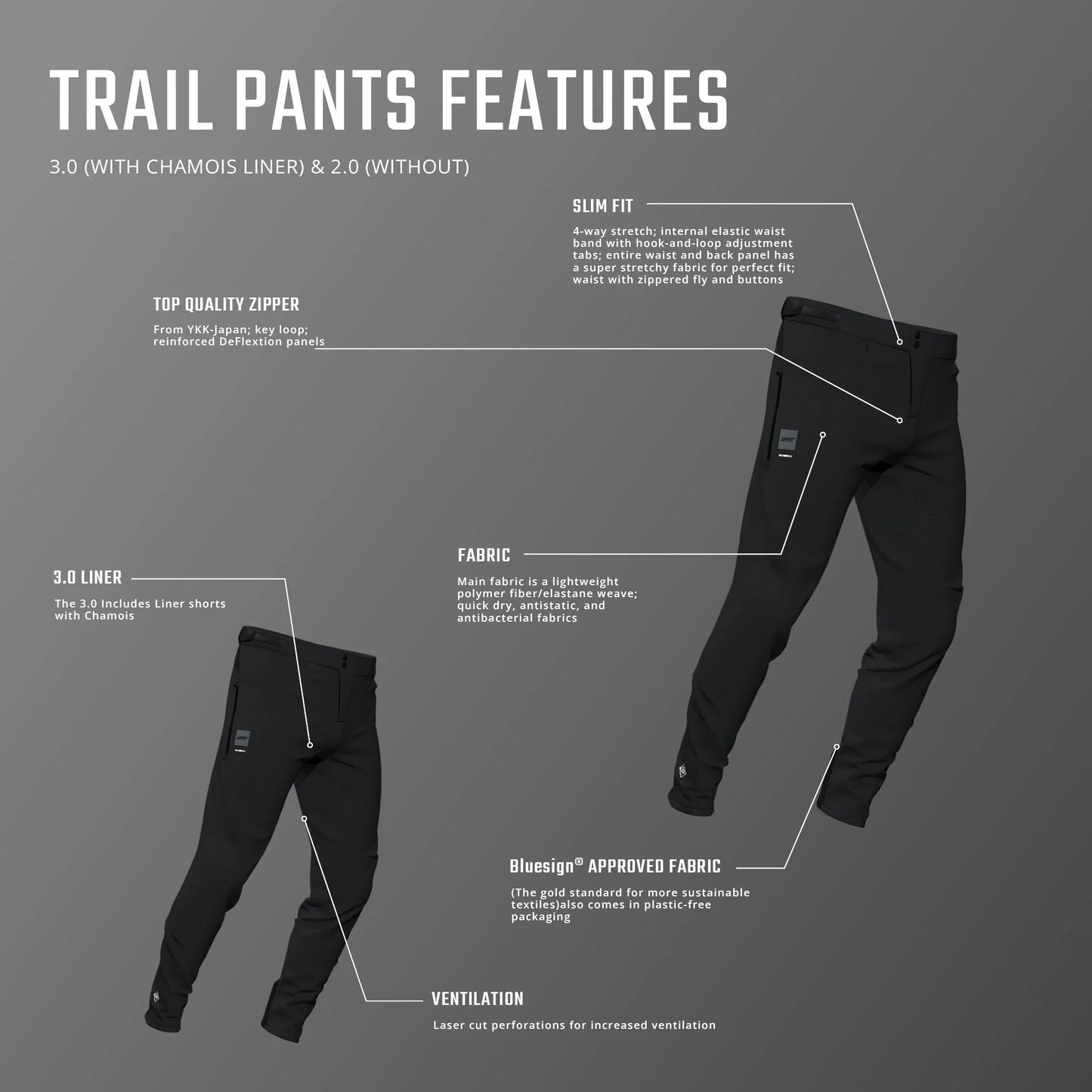 Hose LEATT MTB TRAIL 3.0 LINER Schwarz