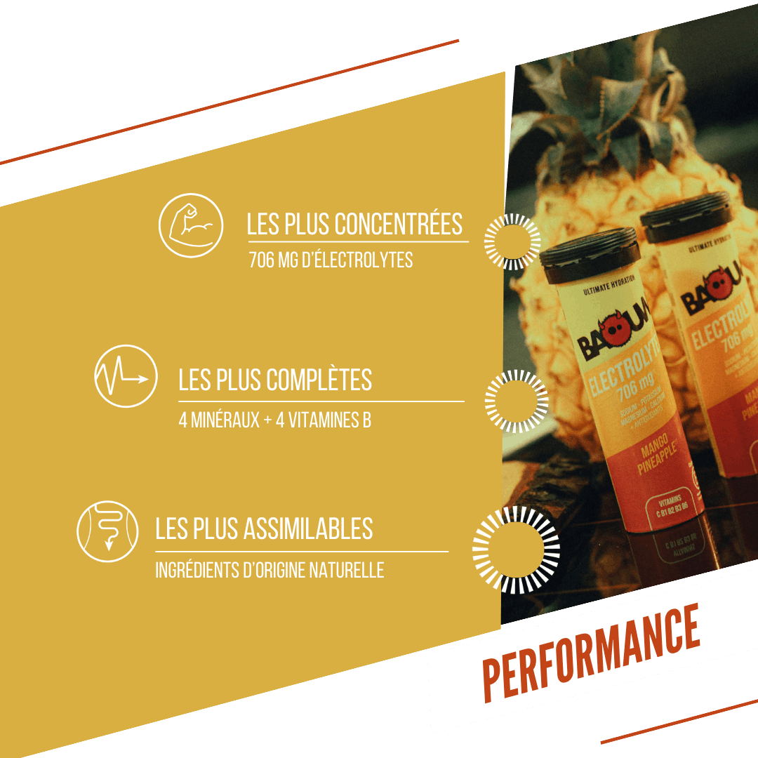 Boisson Énergétique BAOUW (Tube de 10 Pastilles) Mangue/Ananas