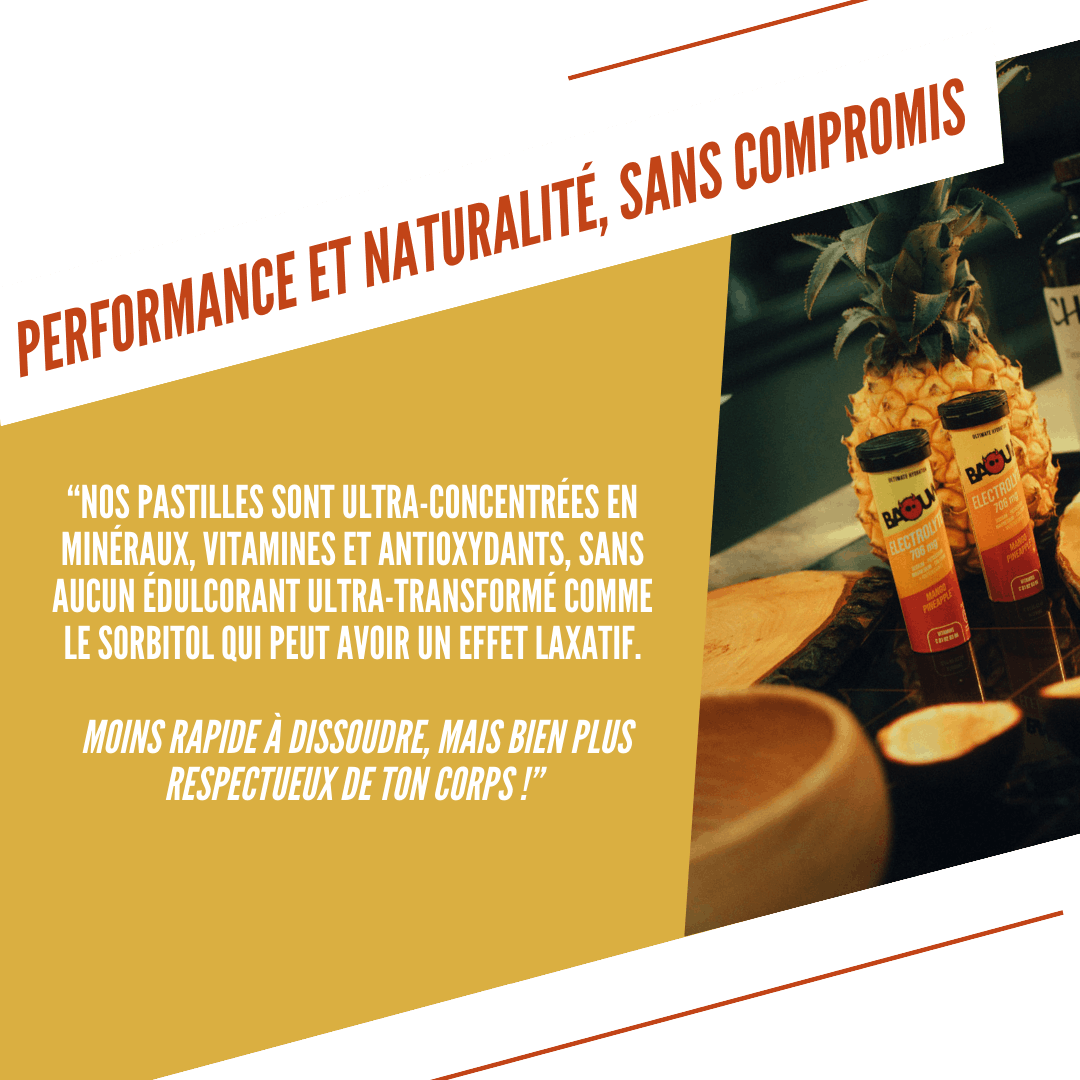 Boisson Énergétique BAOUW (Tube de 10 Pastilles) Mangue/Ananas