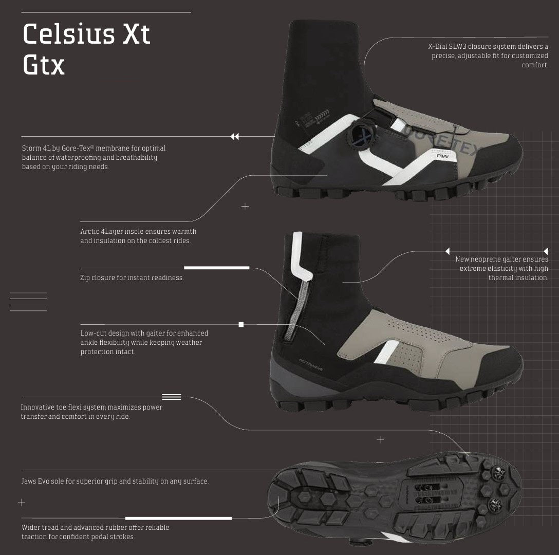NORTHWAVE CELSIUS XT GTX VINTER MTB-sko Sort/Grå