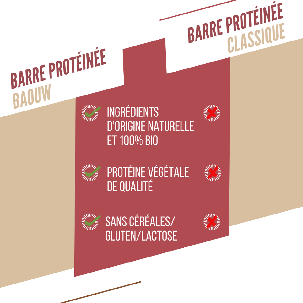 Barre Protéinée BAOUW BIO EXTRA Fruits Rouges/Cajou (50g)