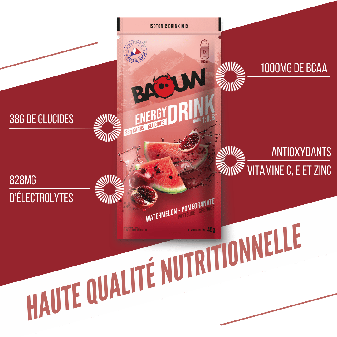 Boisson Énergétique BAOUW ISOTONIC (45g) Pastèque/Grenade