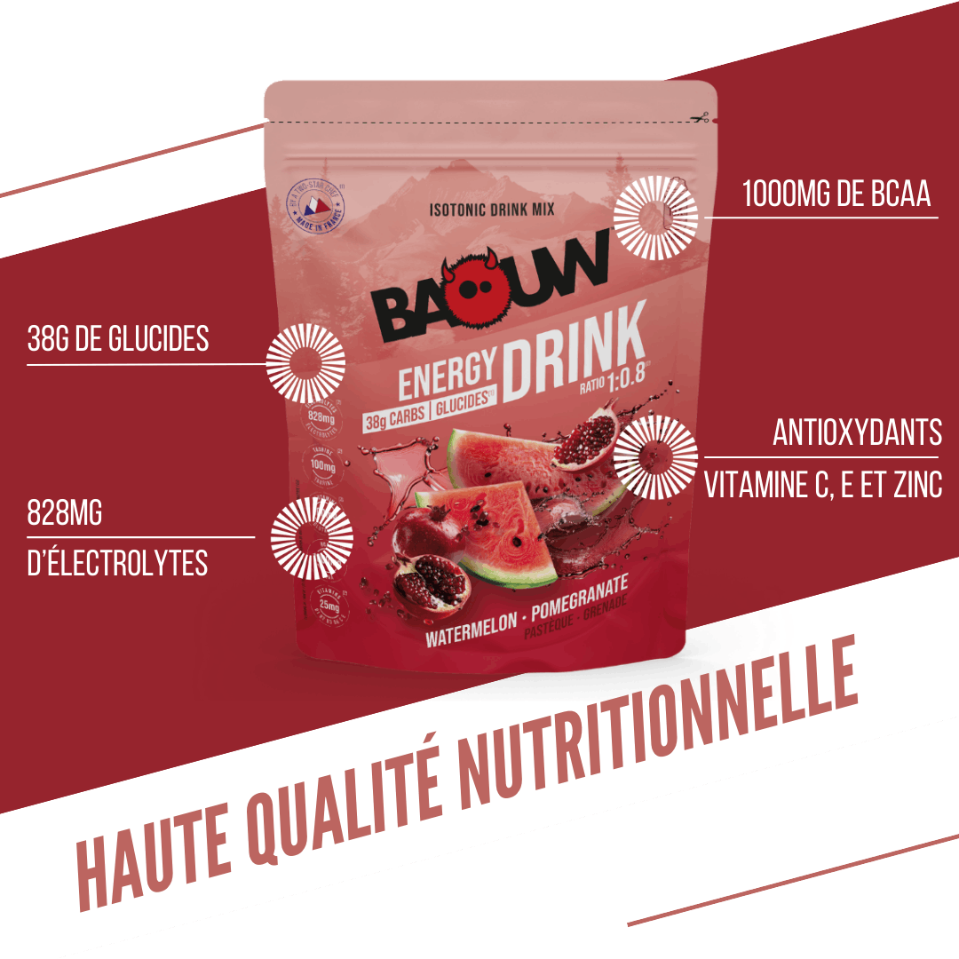 Boisson Énergétique BAOUW ISOTONIC (585g) Pastèque/Grenade