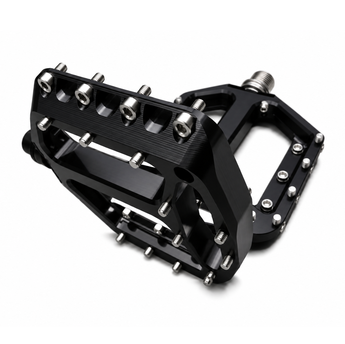 Ravne pedale HXR COMPONENTS s čeličnom osovinom, crne