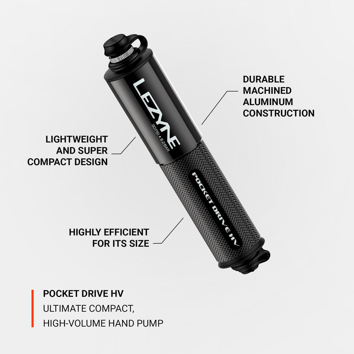Handpump LEZYNE POCKET DRIVE HV LOADED svart